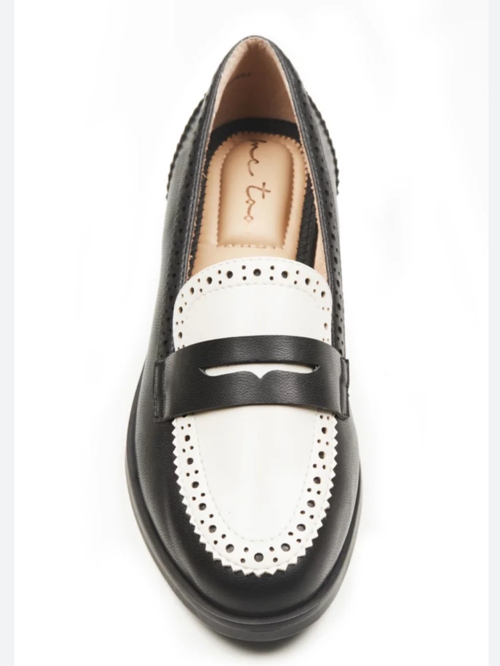 Me Too Two-Tone Black and White women’s  Leather Loafers. Size 10